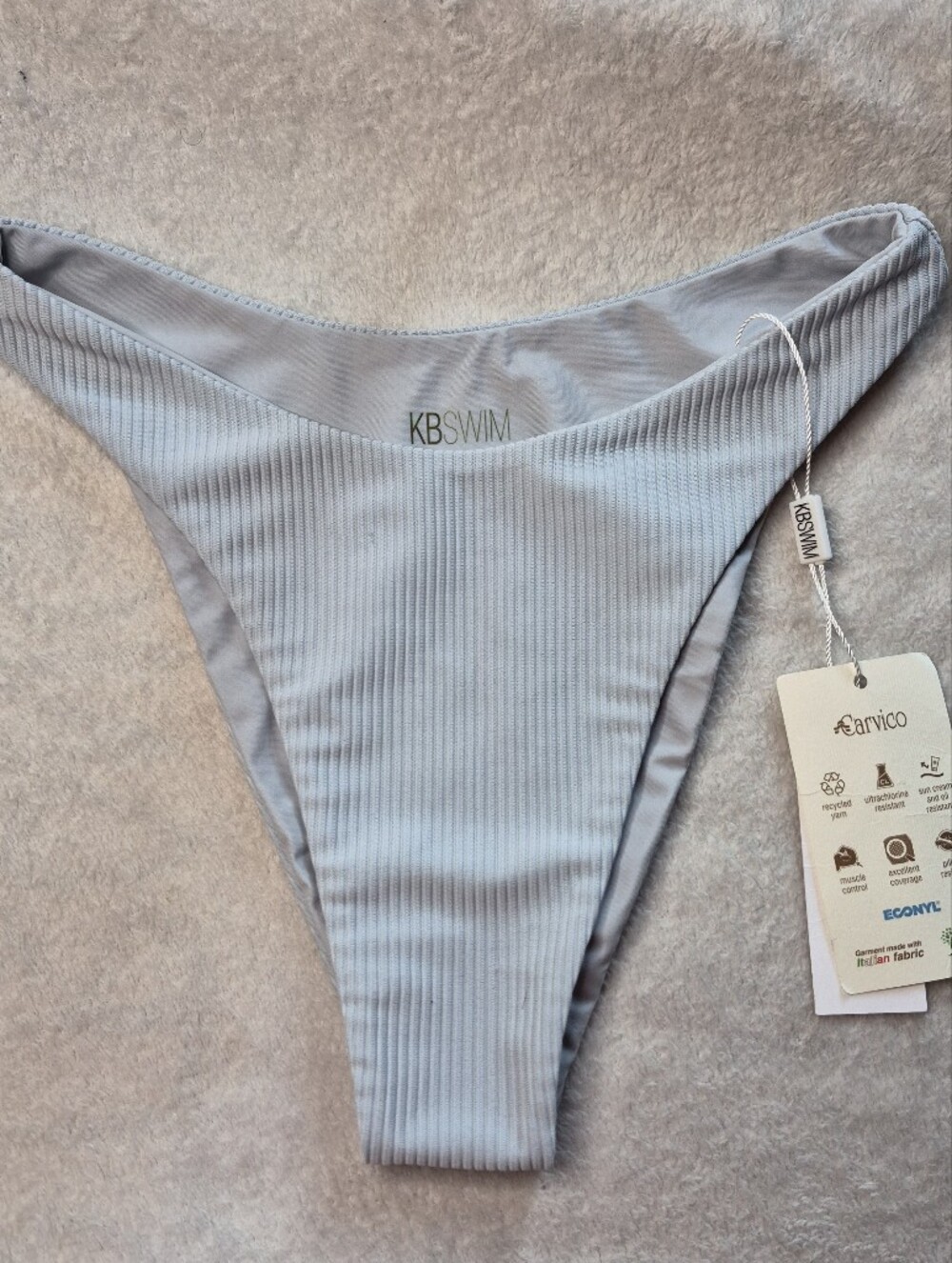 Women's Light Gray Ribbed Bikini Bottom